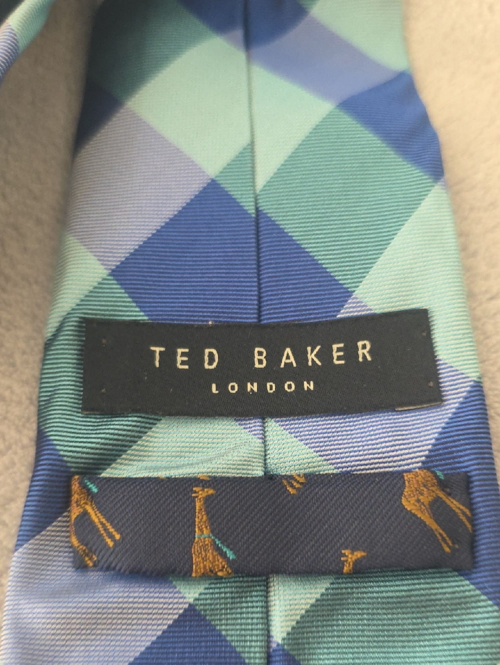 Ted Baker Blue and Teal Check Silk Tie